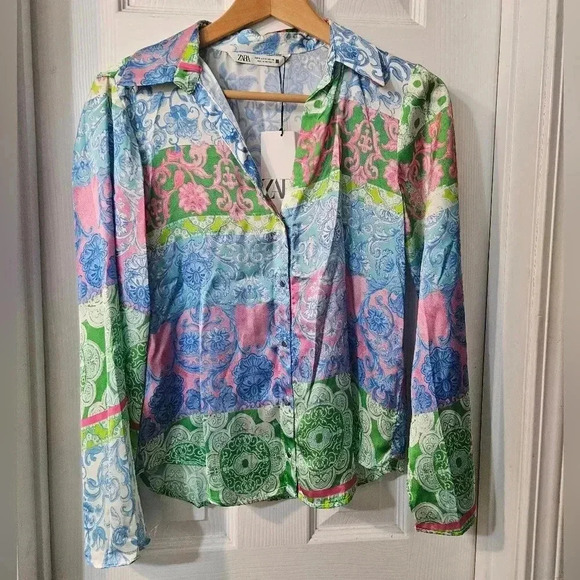 NWT ZARA COLORFUL BLOUSE - Picture 2 of 6